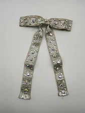 VTG 1940 Silver Sparkle Hair Bow Barrette Bowtie? Rust Resistant Signed Kirkland