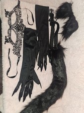 Cat Costume Accessory Set Black Cat Ears Tail...