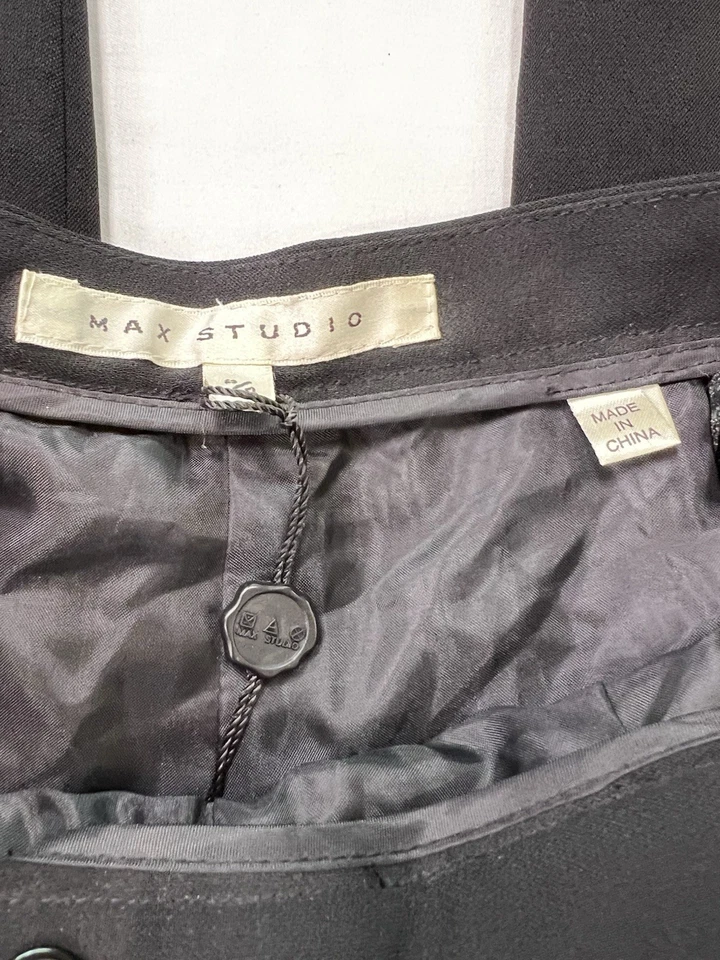 MAX STUDIO Women's Flat Front High Rise Lined Black Wide Leg Pants 3/4 XS/S - Image 2 of 4