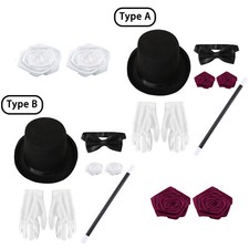 Unisex Bowler Hat Adjustable Magician Costume Accessories Comfortable Gloves