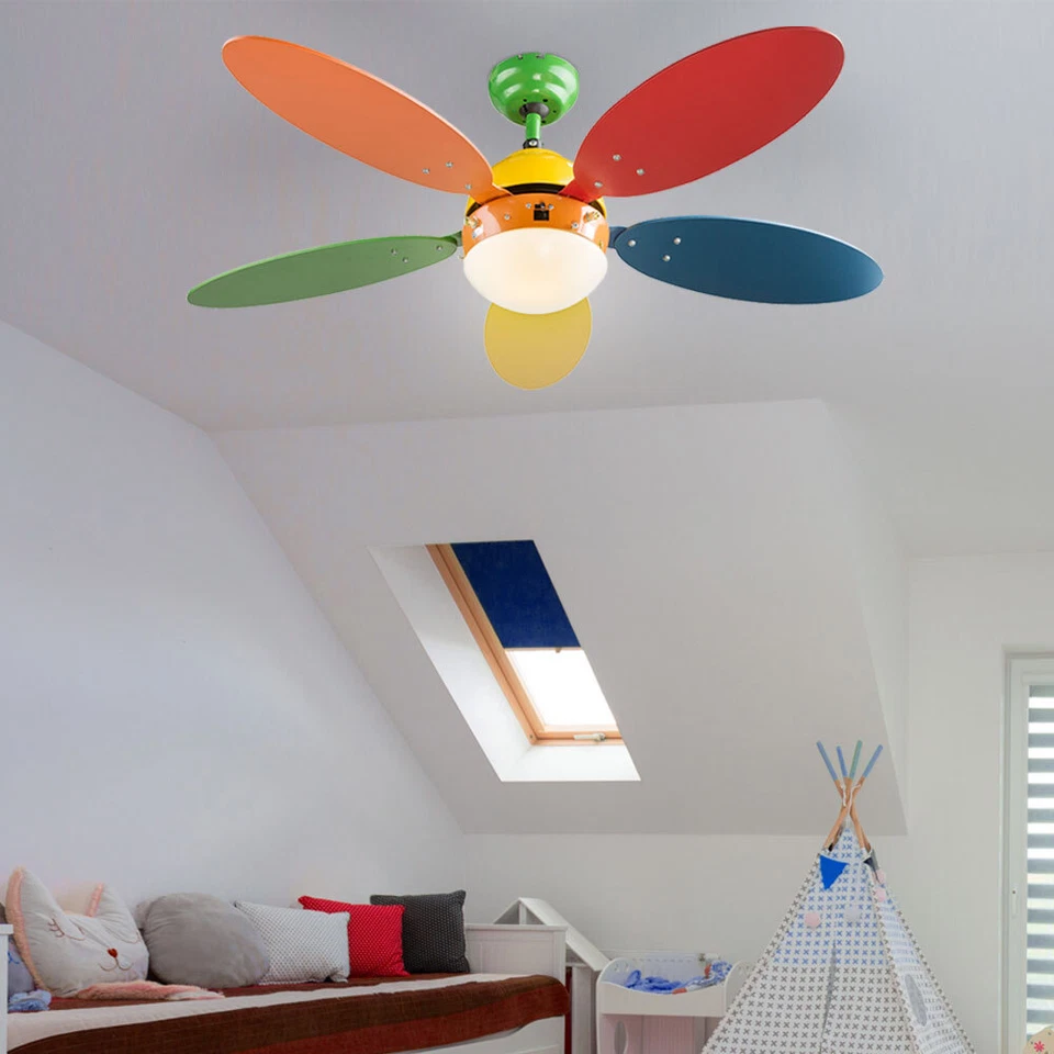 Ventilatore Telecomando Lampada Soffitto Vor-Rücklauf 3 Livelli Ventola Colorato - Immagine 4 di 4
