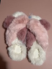 Stars Above Women's Paris Crossband Faux Fur Slippers Blush Size Large 9-10 