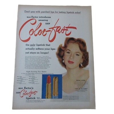 1952 Max Factor's Color-Fast Lipstick - Vintage Print Ad