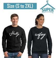 Esposo Esposa CUELLO REDONDO Sudadera Boda Pareja Fiesta Suéter Cuello Redondo NEGRO NEGRO