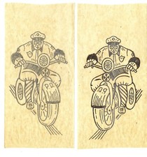 VINTAGE Motorcycle Cop Iron On Transfer 1940's OLD STORE STOCK Harley Davidson