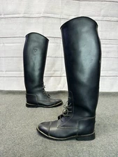 JT International Field Boots Black Riding  Tall Lace Up Womens 6 Fast Ship