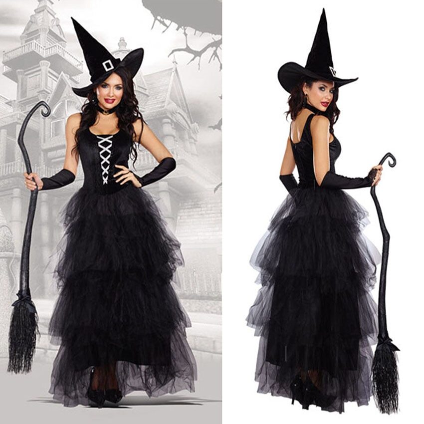 white christmas dresses Halloween Girl Black Witch Costume Dress