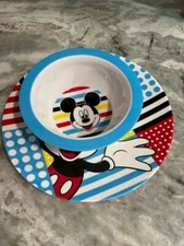 Disney Mickey Mouse Thick Melamine Child Plate And Bowl