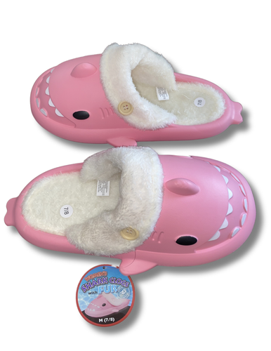 Damen Hai Pantoletten mit Fellfutter - kuscheliger Plüsch, süße Slipper Weihnachten - Bild 13 von 21