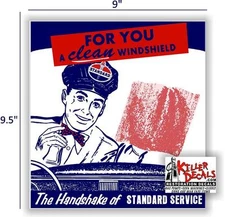 9.5" STANDARD MAN WINDSHIELD SERVICE BOX DECAL STATION GASOLINE PUMP 