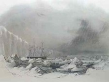 USS Peacock in contact with Ice-Berg - Unposted - from Sketch by Charles Wilkes