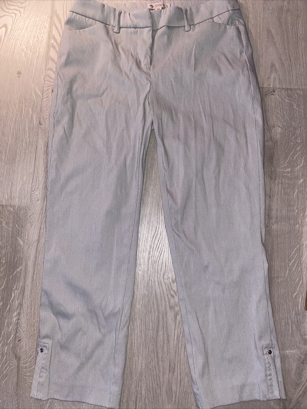Eliane Rose Womens White Blue Gray Pinstripe Capris size 4