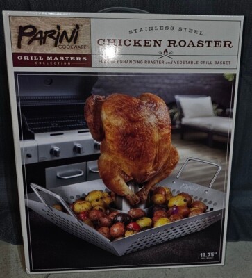 PARINI STAINLESS STEEL GRILL MASTER CHICKEN ROASTER NEW