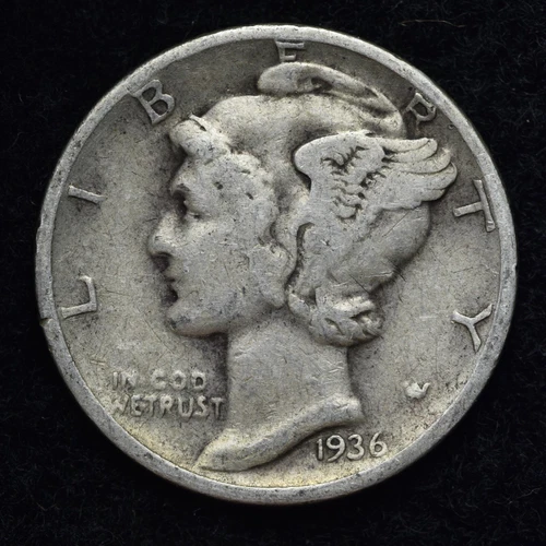 1936-D Mercury Silver Dime GOOD / VG FREE SHIPPING