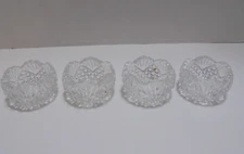 SET OF 4 VINTAGE EAPG AMERICAN GLASS PINEAPPLE & FAN SALT CELLARS-  DIPS