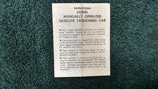 LIONEL # 3510 MANUALLY OPERATED SATELLITE LAUNCHING CAR INSTRUCTIONS PHOTOCOPY 