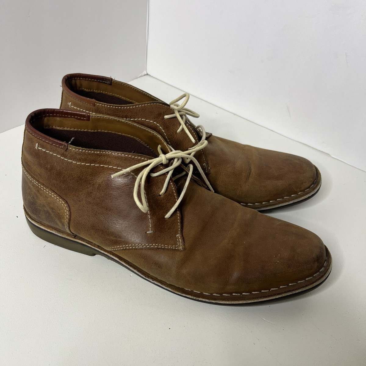 Steve Madden Mens Chukka Ankle Boots Shoes Brown Leather P-Ivon 217 Size 