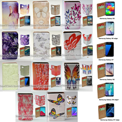 For Samsung Galaxy Series - Butterflies Print Wallet Mobile Phone Case Cover #3