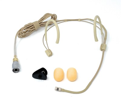 Omnidirectional Double Earhook Headset Mic fits Audio Technica Hirose 4 Pin AT4