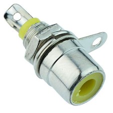 Yellow RCA Panel Mount Socket Audio Connector Nickel Plated