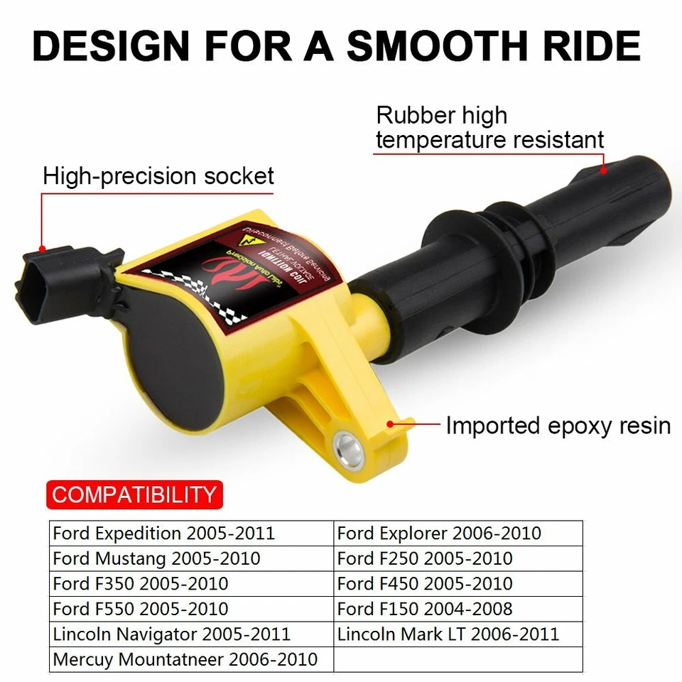 Pacote de bobina de ignição 8X DG511 e 8x velas de ignição SP515 para Ford F150 F250 Expedition - Imagem 4 de 4