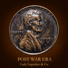 1951-d Lincoln Wheat Cent Post-war American - Eye Catching Darkblack Patina 1951-d Lincoln Wheat Cent Post-war American - Eye Catching Darkblack Patina