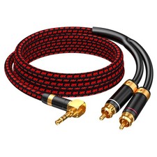 3.5mm to 2 RCA Audiophile Audio Cable Stereo Braided Gold Plated Oxgen-Free C...
