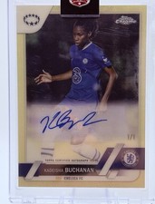 Marketplace image: 2022-23 Topps Chrome Womens UEFA Kadeisha Buchanan SUPERFRACTOR 1/1 Auto Chelsea