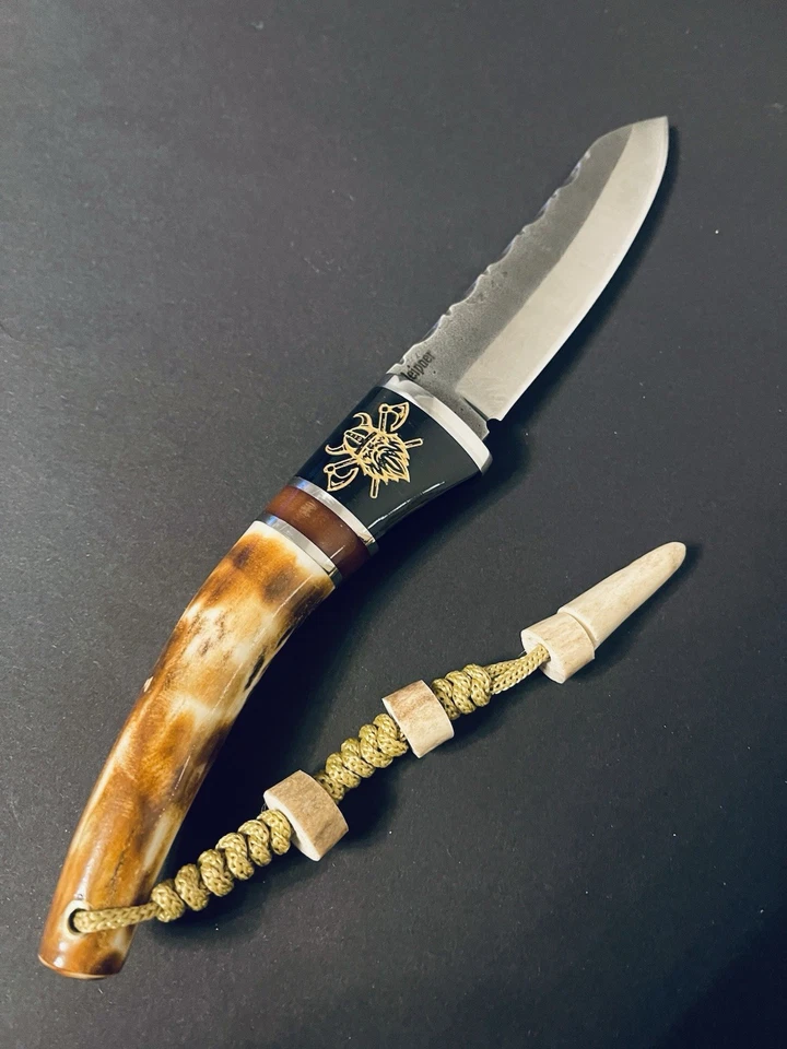 Einzelstück! Edles Hirschhorn-Messer aus Sleipner Stahl • Kunstvolle Handarbeit - Bild 3 von 4