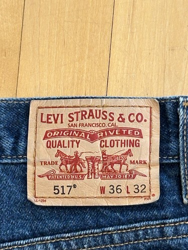 Levi's 517-0216 jeans blu indaco fondo a campana taglia W36 x L32 made in Mexico - Foto 12 di 18