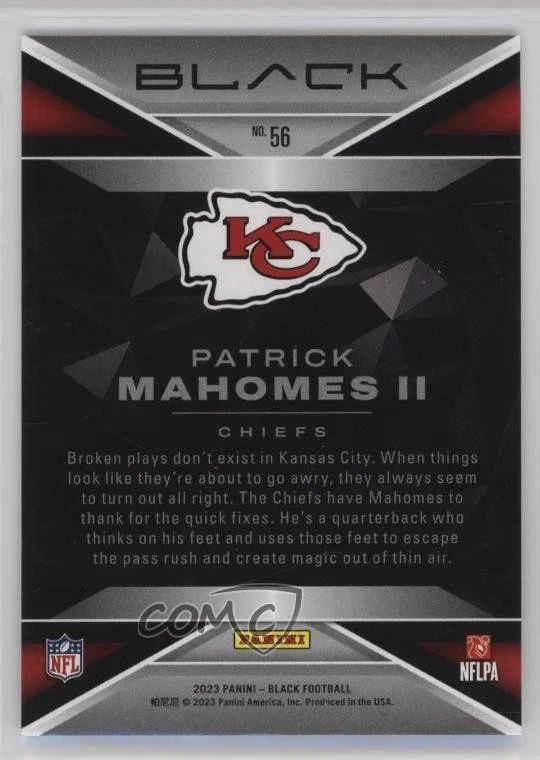 2023 Panini Black Patrick Mahomes II #56 - Image 2 of 2