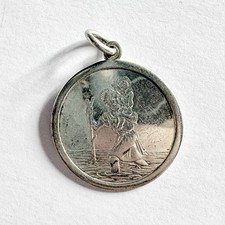Vintage Sterling Silver Saint Christopher Pendant 925 Hallmarked Signed 4.77g
