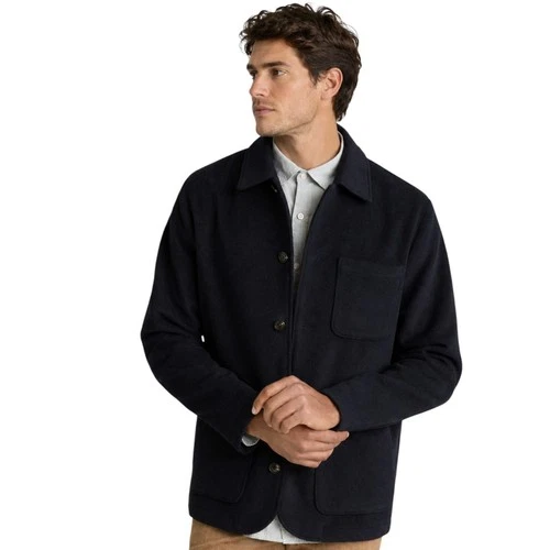 Bonobos Men Wool Cashmere Chore Jacket Navy Blue Button Front Coat Size M NEW - product listing photo