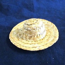 Miniature 4" Straw Round Top Doll Hat New