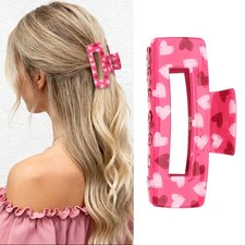 Valentines Heart Hair Claw Clip Cute Pink Accessory For Women Girl Styling