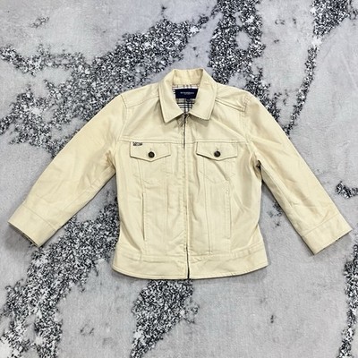 Burberry London Jacket Women Size Small Beige Nova Check Lined Zip Cotton