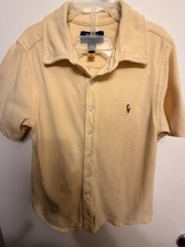 POLO RALPH LAUREN SHORT SLEEVE SHIRT Size S 8 Kids Light Yellow Pony Logo