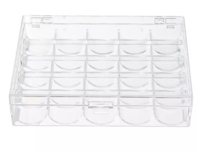 Sew-Ology Clear Plastic Bobbin Box - Holds 25 Bobbins - Sewing Storage Organizer