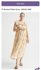 H&M Mama Pleated Chiffon Maternity Dress- Maternity Wedding Guest Dress Size S