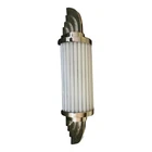 Vintage Art Deco Skyscraper Wall Sconce Nickel Brass Milk Glass Rod Ship Light