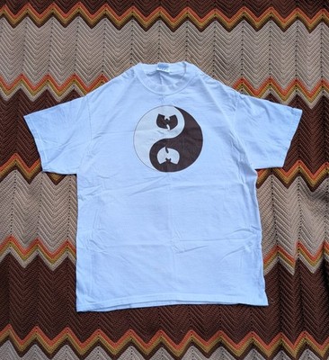 Wu Tang Clan Graphic Print White T-Shirt Ying Yang Logo Mens L Short Sleeve