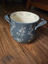 Temptations Store & More Utensil Crock Farmhouse Blue Floral Lace Canister Decor