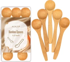 5.2 Inch Bamboo Spoons, Small Wooden Spoons for Condiments and Spices (5 PCS)