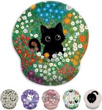 Ergonomic Black Cat Mouse Pad with Wrist Rest for Gaming and Office Use