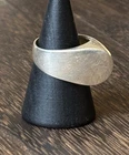 Vintage Israeli Modernist Sterling Silver Navette Signet Ring 10 Grams Size 7
