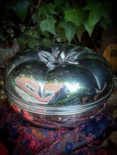 Vintage Italian Silver Plated Pumpkin Bowl, Circa 1970s