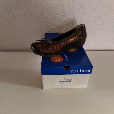 VITAFORM Ballerina Halbschuh Slipper Leder braun Schleife Gr. 39 neuwertig
