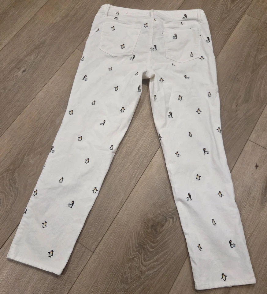 Pantalones al tobillo Talbots impecables de cinco bolsillos ajustados 10 pana bordada pingüino Foto 2 de 4