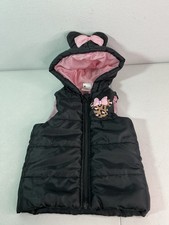 DISNEY Minnie Mouse Black Pink Vest Jacket. Girls Sz 4T. Excellent Condition.