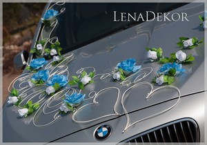 Aida Bleu Blanc Mariage Decoration Voiture Ruban Noeuds Bal Limousine Decoration Ebay